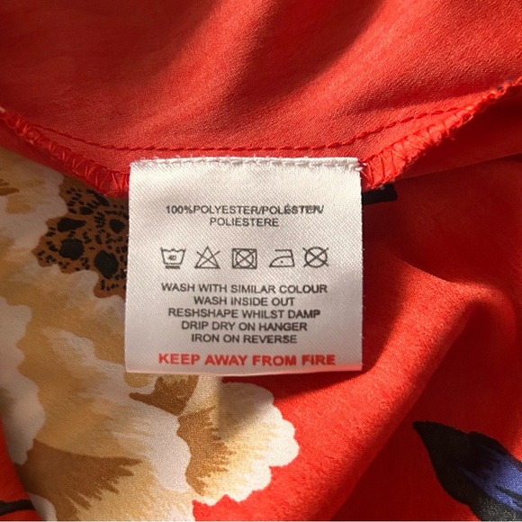 Red Floral Midi Shirt Dress with Button Front Size 12 - Picture 5 of 5